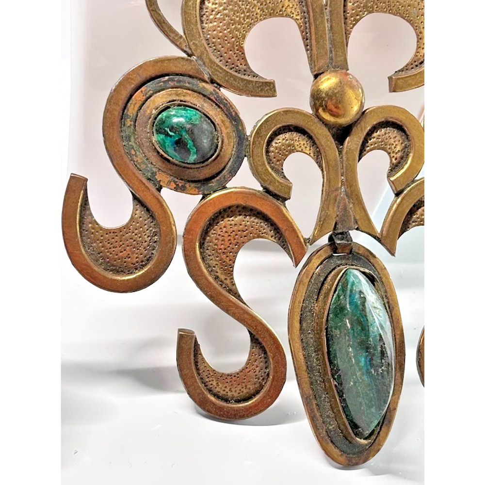 Vtg GELCIC CHILE Patricio Court Brutalist Bronze Chrysocolla Necklace Ring NOS - Picture 4 of 16
